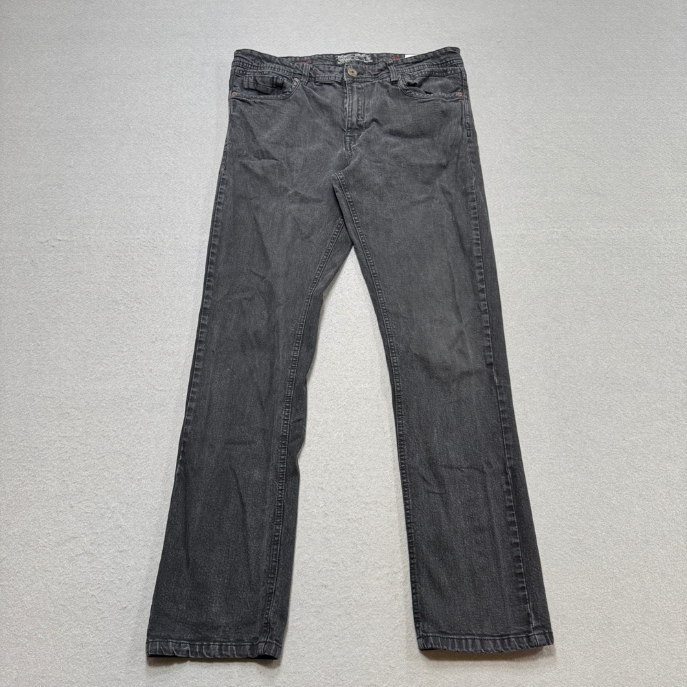 Projek Raw Jeans Men's 36 Black Faded Straight Leg Mid Rise Grunge‎ Streetwear